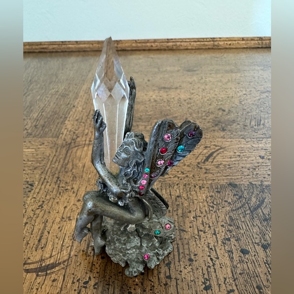 Other - Rare Comstock CCI Pewter Fairy Fae Nymph Pixie Crystal Rhinestones Figurine